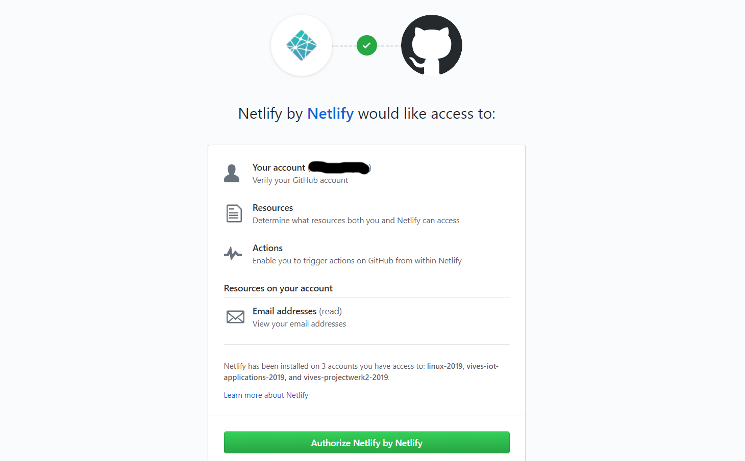 Authorize Netlify to Access Repositories